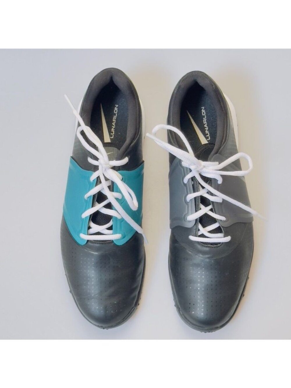 NIKE LUNARLON Women's Shoes Golf Black Blue Grey White Laces Size 7.5 - Picture 7 of 10